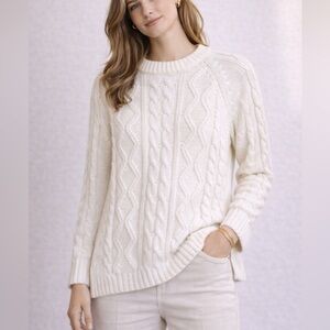 Vtg Youngbloods Women’s Large Cream Cable Knit Sweater Mock Neck Winter Classic